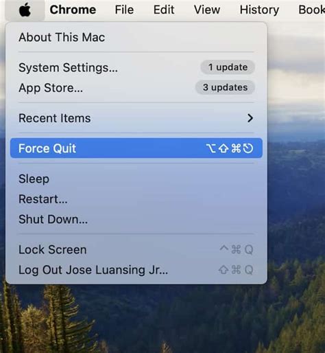 1. Force Quit on Mac Using the Apple Menu