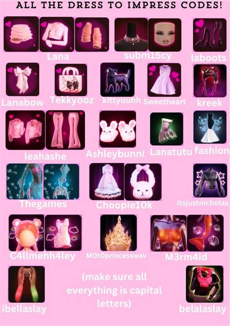 All Roblox Dress to Impress codes