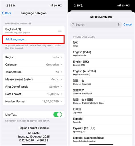 Change System Language on iPhone