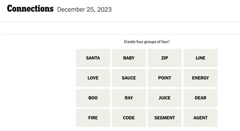 Connections words on Monday, December 25