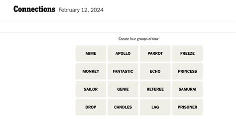 Connections words on Monday, February 12