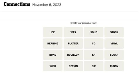 Connections words on Monday, November 6