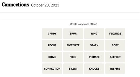 Connections words on Monday, October 23