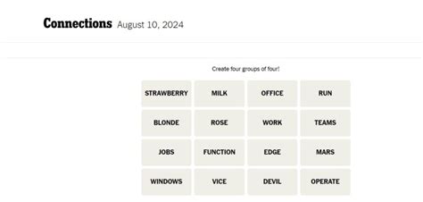 Connections words on Saturday, August 10
