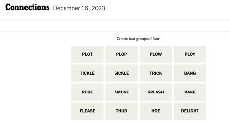 Connections words on Saturday, December 16