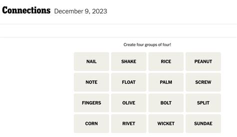 Connections words on Saturday, December 9