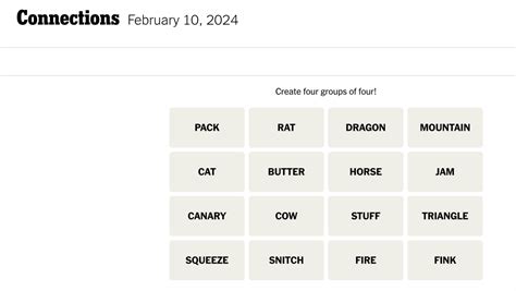 Connections words on Saturday, February 10