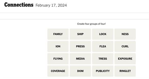 Connections words on Saturday, February 17