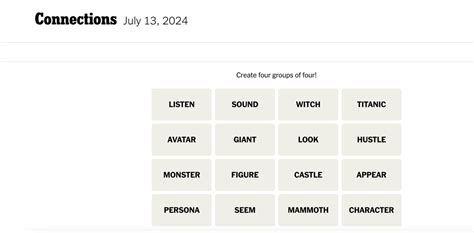 Connections words on Saturday, July 13