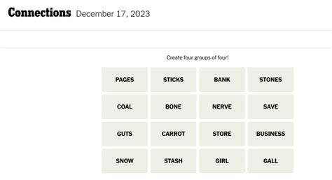 Connections words on Sunday, December 17