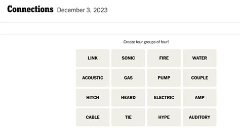 Connections words on Sunday, December 3