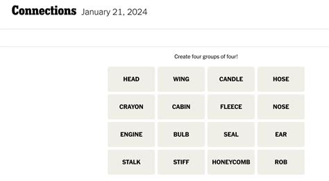 Connections words on Sunday, January 21