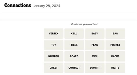 Connections words on Sunday, January 28