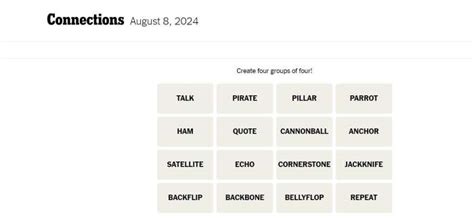 Connections words on Thursday, August 8