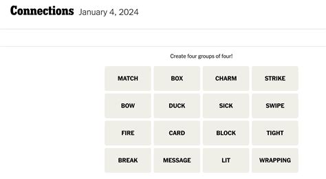 Connections words on Thursday, January 4