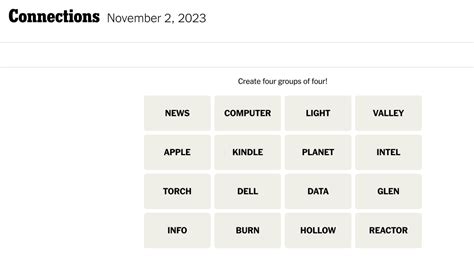 Connections words on Thursday, November 2