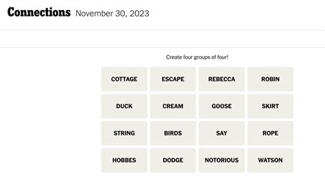 Connections words on Thursday, November 30