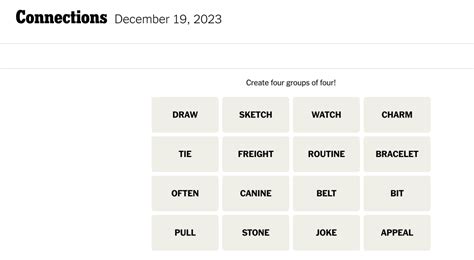 Connections words on Tuesday, December 19