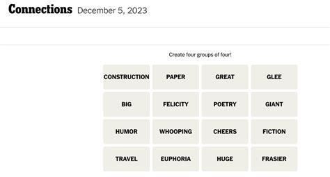 Connections words on Tuesday, December 5