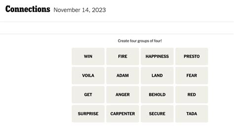 Connections words on Tuesday, November 14
