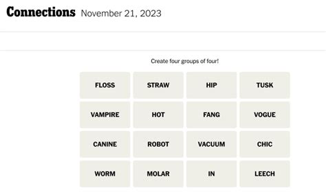 Connections words on Tuesday, November 21