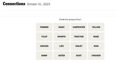 Connections words on Tuesday, October 31