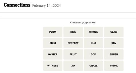 Connections words on Wednesday, February 14