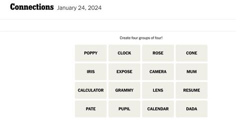 Connections words on Wednesday, January 24