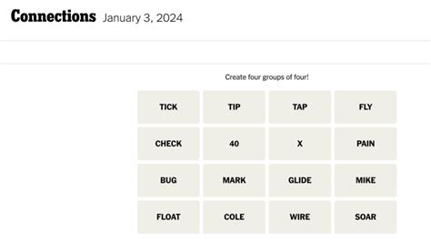 Connections words on Wednesday, January 3
