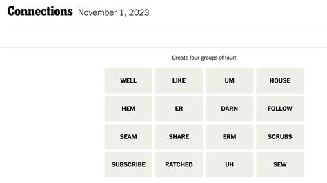 Connections words on Wednesday, November 1