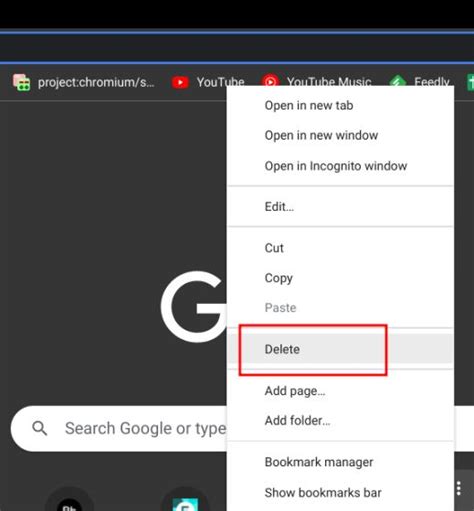 Delete Bookmarks from the Bookmarks Bar on Chrome OS