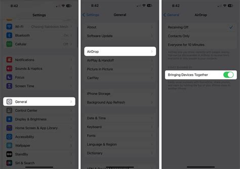 Enable Bringing Devices Together Setting