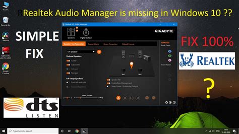 Fix Realtek HD Audio Manager Missing from Windows 10