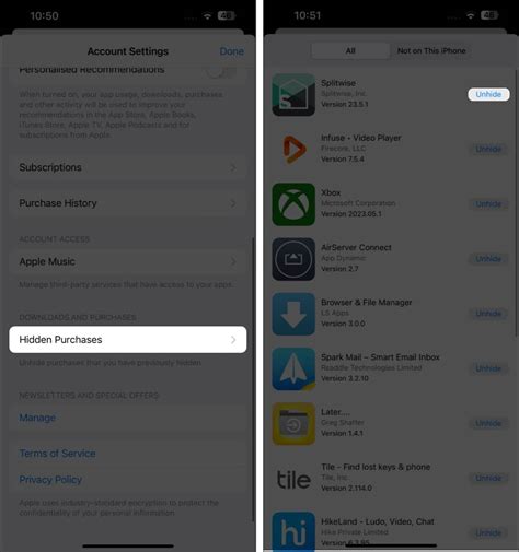 Hide App Store Purchases on iPhone and Mac App Store