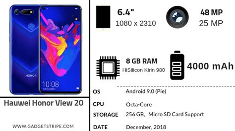Honor View 20 Specifications