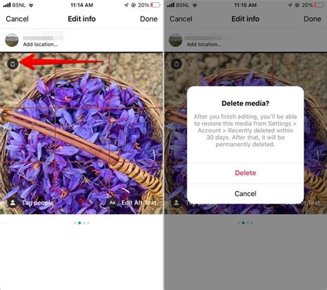 How to delete one image from an Instagram carousel