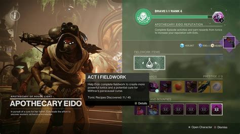 How to get rid of the Destiny 2 Act 1 Fieldwork Tab message