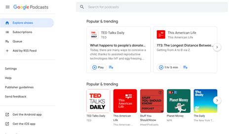 Listen to Google Podcasts on the Web