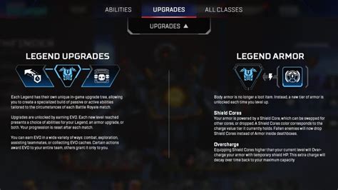 New Legend Upgrades System