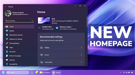 New Settings Homepage in Windows 11 Beta