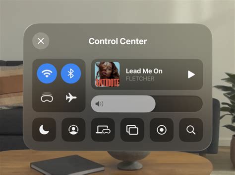 Open Control Center on Vision Pro