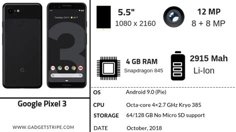 Pixel 3 Specifications