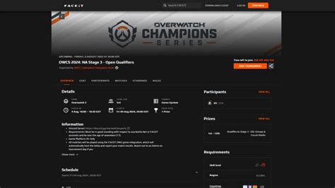 Playing in OWCS open qualifiers requires a FACEIT account
