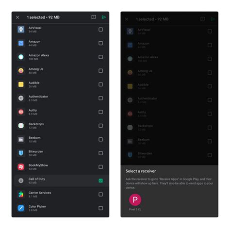 Send and Receive Apps via Nearby Share
