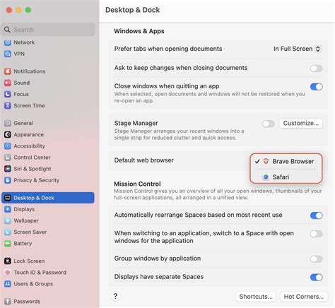Set Default Browser in macOS Ventura or Earlier Versions