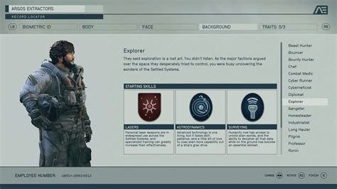 Starfield character creation options