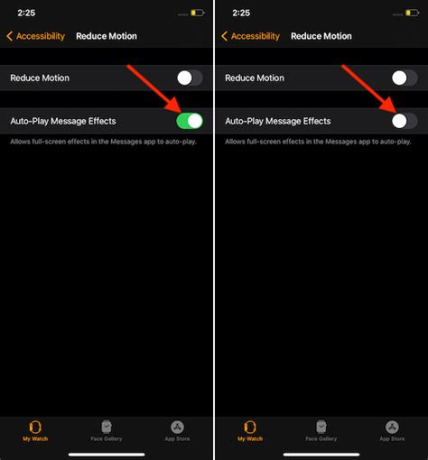 Turn on/off Autoplay iMessage Auto Effects on Apple Watch